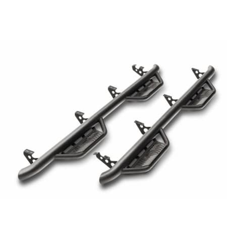 N-Fab With Drop Down Steps 3 Round Bent Textured Powder Coated Matte Black Stainless Steel HPD1967QC-TX